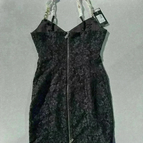 Guess Black Bodycon Mini Dress Sweetheart Neckline - Picture 8 of 9